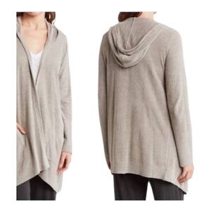 Barefoot Dreams CozyChic Ultra Lite Hooded Beige Cardigan, XL